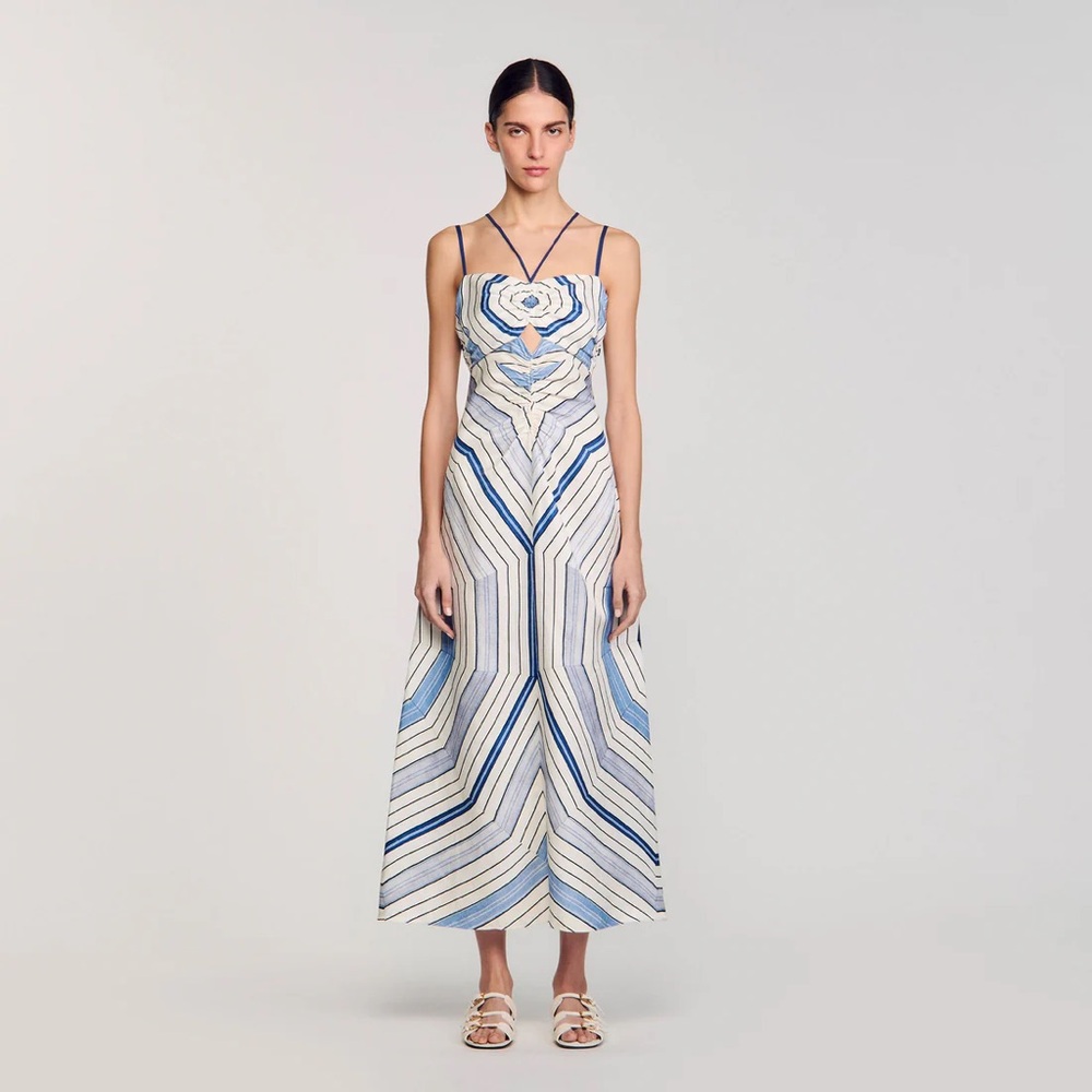 Sandro x Louise spider blue Motif Maxi Dress - Picture 1 of 6